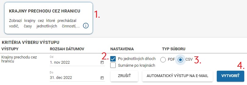 Postup ako získať CSV súbor na výpočet stravného